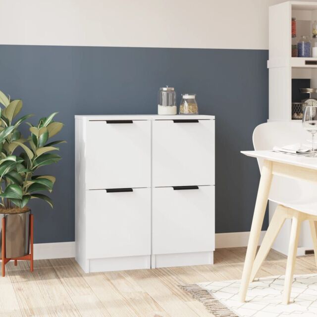 Berkfield Home Sideboards 2 pcs White 30x30x70 cm Engineered Wood - Size: 30 x 30 x 70 cm - image 1