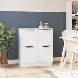 Berkfield Home Sideboards 2 pcs White 30x30x70 cm Engineered Wood - Size: 30 x 30 x 70 cm - thumbnail 1