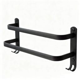 SPETLEK Double Towel Rail Holder Wall Mounted Bathroom Rack Shelf-60CM in Black - thumbnail 1