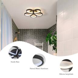 NIVOR 30cm 5 Lamp Flower Acrylic LED Flush Mount Ceiling Cool Light Black - thumbnail 7
