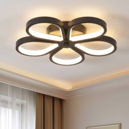 NIVOR 30cm 5 Lamp Flower Acrylic LED Flush Mount Ceiling Cool Light Black