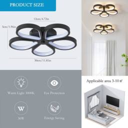 NIVOR 30cm 5 Lamp Flower Acrylic LED Flush Mount Ceiling Cool Light Black - thumbnail 4