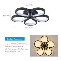 NIVOR 30cm 5 Lamp Flower Acrylic LED Flush Mount Ceiling Cool Light Black - thumbnail 2