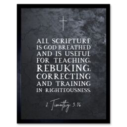 "Artery8 Wall Art Print 2 Timothy 3:16 All Scripture is God Breathed Christian Bible Verse Quote Scripture Typography Art Framed - Size: W12"" x H16""" - thumbnail 1