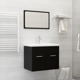 Berkfield Home 2 Piece Bathroom Furniture Set Black Engineered Wood - thumbnail 1