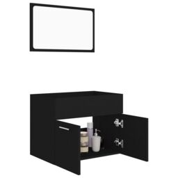 Berkfield Home 2 Piece Bathroom Furniture Set Black Engineered Wood - thumbnail 4
