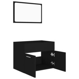 Berkfield Home 2 Piece Bathroom Furniture Set Black Engineered Wood - thumbnail 6