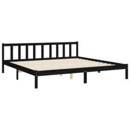Berkfield Home Bed Frame with Headboard Black 200x200 cm Solid Wood - thumbnail 9