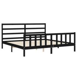 Berkfield Home Bed Frame with Headboard Black 200x200 cm Solid Wood - thumbnail 5