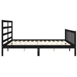 Berkfield Home Bed Frame with Headboard Black 200x200 cm Solid Wood - thumbnail 7