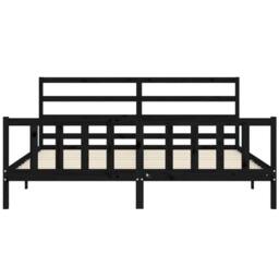 Berkfield Home Bed Frame with Headboard Black 200x200 cm Solid Wood - thumbnail 6
