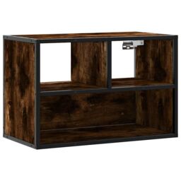 Berkfield Home TV Cabinet Smoked Oak 60x31x39.5 cm Engineered Wood & Metal in Brown - thumbnail 2