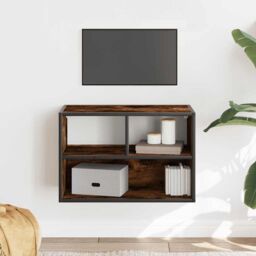 Berkfield Home TV Cabinet Smoked Oak 60x31x39.5 cm Engineered Wood & Metal in Brown - thumbnail 3