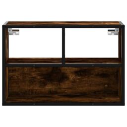 Berkfield Home TV Cabinet Smoked Oak 60x31x39.5 cm Engineered Wood & Metal in Brown - thumbnail 4