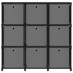 Berkfield Home Modern 9-Cube Display Shelf with Boxes Black 103x30x107.5 cm Fabric - thumbnail 3