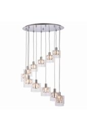 Netlighting Verina 12 Light Spiral Cluster Pendant Chrome Glass G9 in Clear - thumbnail 1