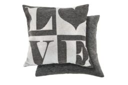 New Edge Blinds Amor Love Cushion Cover in Black - Size: 43 cm x 43 cm