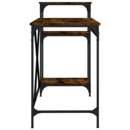 Berkfield Home Desk with Shelves Smoked Oak 135x50x90 cm Engineered Wood&Iron in Brown - Size: 135 x 50 x 90 cm - thumbnail 6