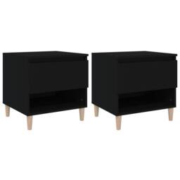 Berkfield Home Bedside Tables 2 pcs Black 50x46x50 Engineered Wood - thumbnail 1