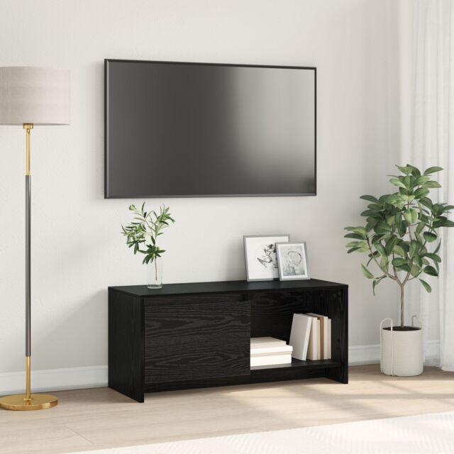 Berkfield Home TV Stand Black oak Engineered Wood - image 1