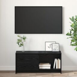 Berkfield Home TV Stand Black oak Engineered Wood - thumbnail 4