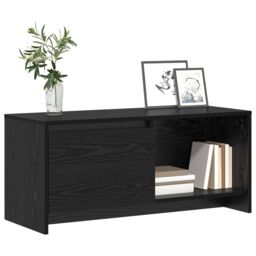 Berkfield Home TV Stand Black oak Engineered Wood - thumbnail 3