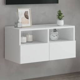 Berkfield Home TV Wall Cabinet White 60x30x30 cm Engineered Wood - Size: 60 x 30 x 30 cm - thumbnail 2