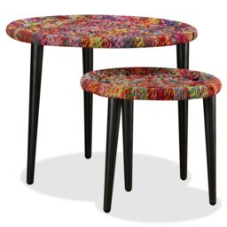 Berkfield Home Coffee Table Set 2 Pieces Chindi Weave Details Multicolour - thumbnail 6