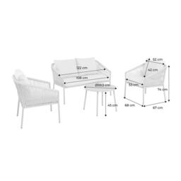 sweeek 4-seater Garden Sofa Set In Steel & Resin Ropes in Beige - thumbnail 5