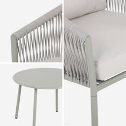 sweeek 4-seater Garden Sofa Set In Steel & Resin Ropes in Beige - thumbnail 2