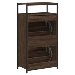 Berkfield Home Shoe Cabinet Brown Oak 60x34x112 Engineered Wood - thumbnail 7
