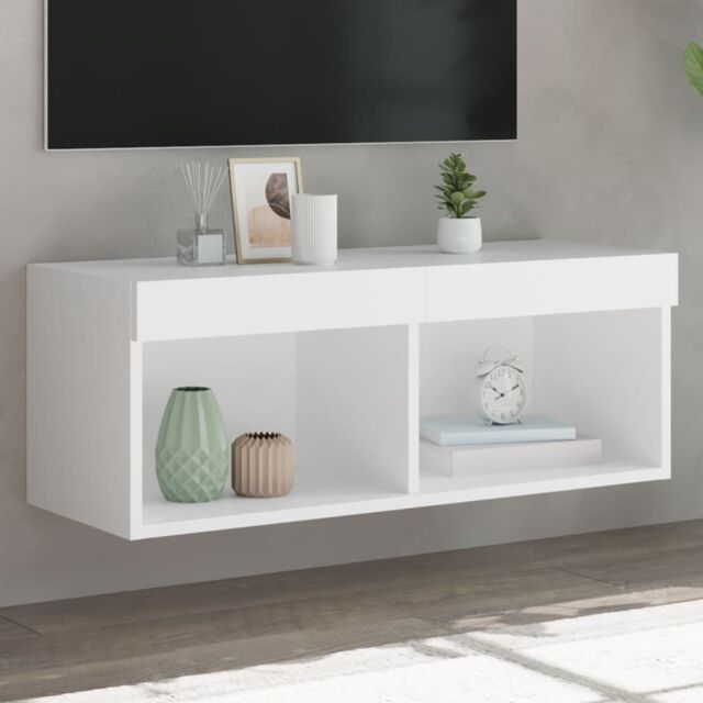 Berkfield Home TV Cabinet with LED Lights White 80x30x30 cm - Size: 80 x 30 x 30 cm - image 1