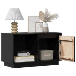 Berkfield Home TV Cabinet Black 74x35x44 cm Solid Wood Pine - Size: 74 x 35 x 44 cm