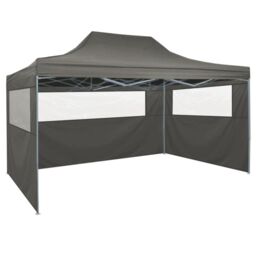 Berkfield Home Foldable Tent Pop-Up with 4 Side Walls 3x4.5 m Anthracite in Black - thumbnail 4