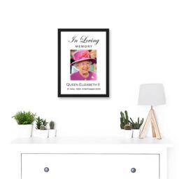 Artery8 In Loving Memory Her Majesty Queen Elizabeth II Portrait Artwork Framed Wall Art Print A4 in Black - thumbnail 2