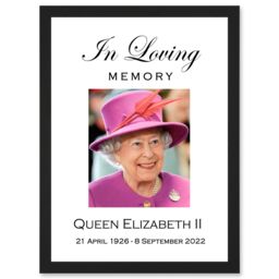Artery8 In Loving Memory Her Majesty Queen Elizabeth II Portrait Artwork Framed Wall Art Print A4 in Black - thumbnail 1