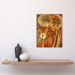 "Artery8 Autumnal Wildflower Garden Dandelions Painting Wall Art Print in Orange - Size: W24"" x H32""" - thumbnail 4
