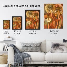 "Artery8 Autumnal Wildflower Garden Dandelions Painting Wall Art Print in Orange - Size: W24"" x H32""" - thumbnail 3