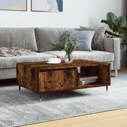Berkfield Home Coffee Table Smoked Oak 90x60x35 cm Engineered Wood in Brown - Size: 90 x 60 x 35 cm - thumbnail 1
