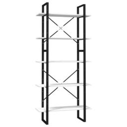 Berkfield Home Modern 5-Tier Book Cabinet White 80x30x175 cm Pinewood - Size: 80 x 30 x 175 cm - thumbnail 3