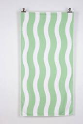 Dyzi Wavy Stripe Cotton Beach Towel Soft Absorbent Quick Dry 70x152cm in Green - Size: 70x152 cm - thumbnail 1