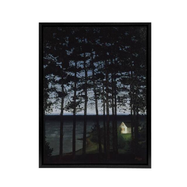 "Artery8 Harald Sohlberg Fisherman's Cottage Framed Canvas Wall Art Print in Black - Size: W12"" x H16""" - image 1