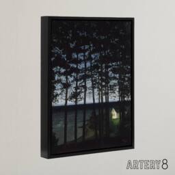 "Artery8 Harald Sohlberg Fisherman's Cottage Framed Canvas Wall Art Print in Black - Size: W12"" x H16""" - thumbnail 2