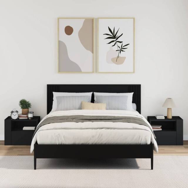 Berkfield Home Decorative Wall-mounted Bedside Cabinets 2 pcs Black 45x30x35 cm - Size: 45 x 30 x 35 cm - image 1