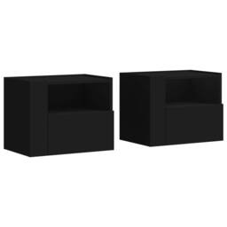 Berkfield Home Decorative Wall-mounted Bedside Cabinets 2 pcs Black 45x30x35 cm - Size: 45 x 30 x 35 cm - thumbnail 3
