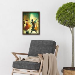 Artery8 1950's Jazz Club Dancers Degas Style Painting Artwork Framed Wall Art Print A4 in Brown - thumbnail 2