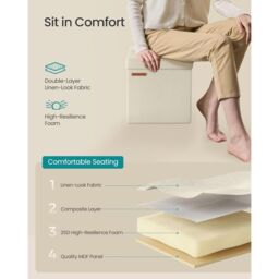 SONGMICS Small Foldable Storage Ottoman Foot Rest Compact Living Room Dorm in Light Sand - thumbnail 4