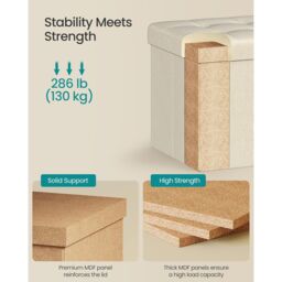 SONGMICS Small Foldable Storage Ottoman Foot Rest Compact Living Room Dorm in Light Sand - thumbnail 3