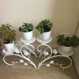 EONLION Wrought Iron Plant Shelf Plant Holder in White - thumbnail 3
