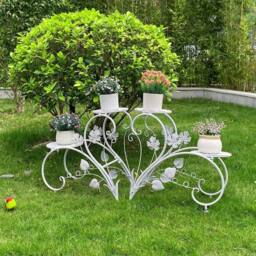 EONLION Wrought Iron Plant Shelf Plant Holder in White - thumbnail 4